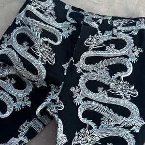 Black Motel Rocks Zoven flare trouser with Dragons